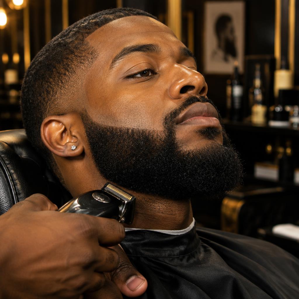 Beard trim in progress
