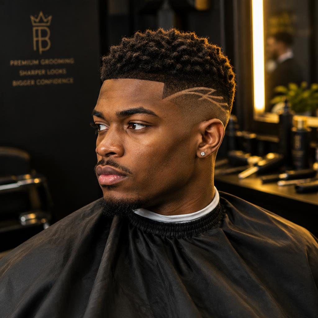 Textured crop with hair design
