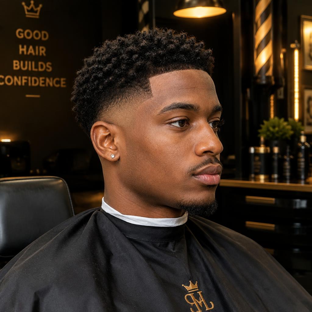 Taper fade with curly top